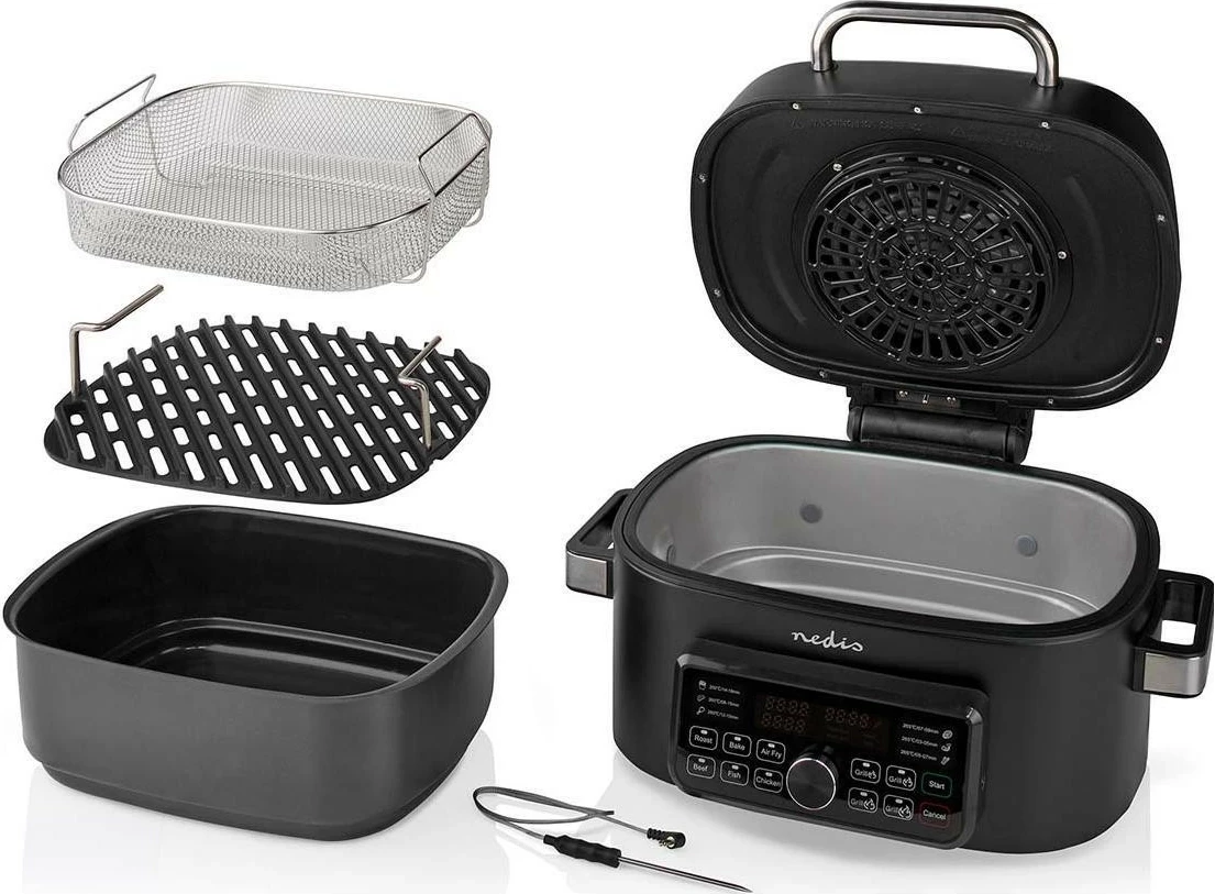 Cvrtnik brez olja Nedis KAAFG600BK, 6 L, črn