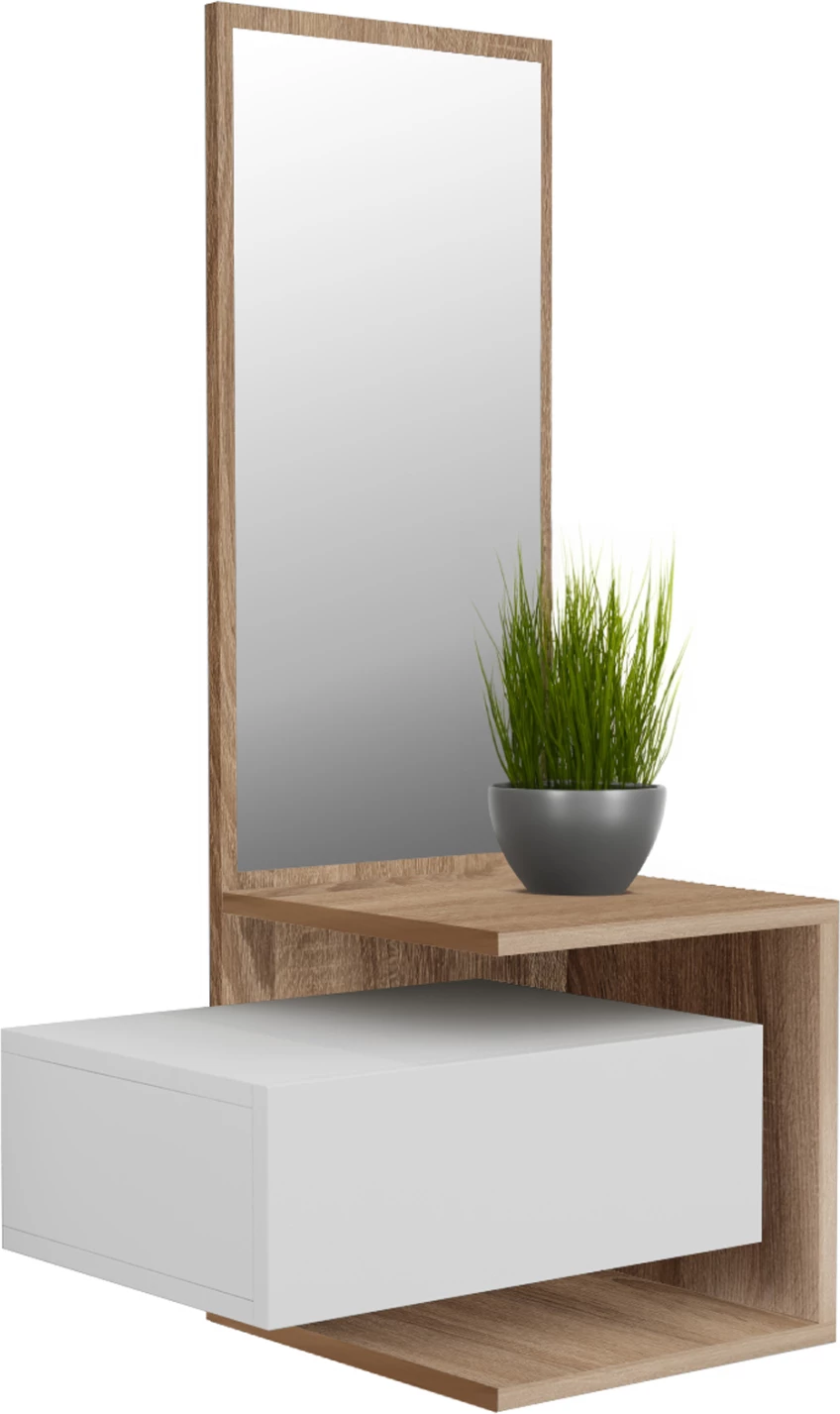 Pohištvo za predsobo z ogledalom MEARA FH8984.14 melamin v sonama-beli 49,1x31,3x90H cm