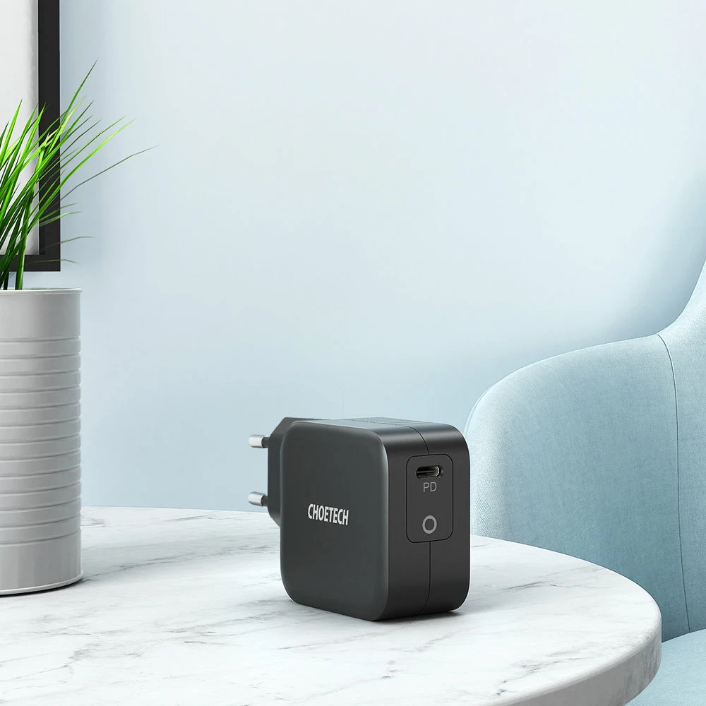 Stenski polnilec Choetech Q6006, USB Type-C, 61W, GaN, črn