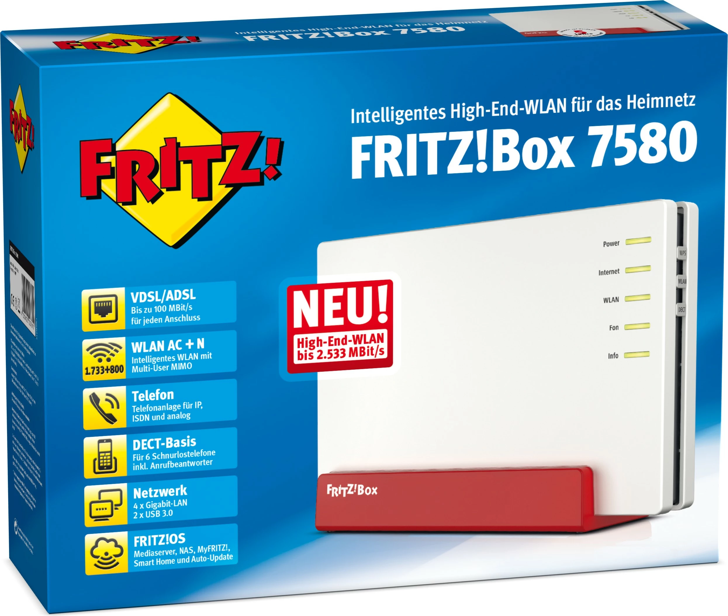 Usmerjevalnik AVM FRITZ!Box Fon WLAN 7580, A/VDSL, bel