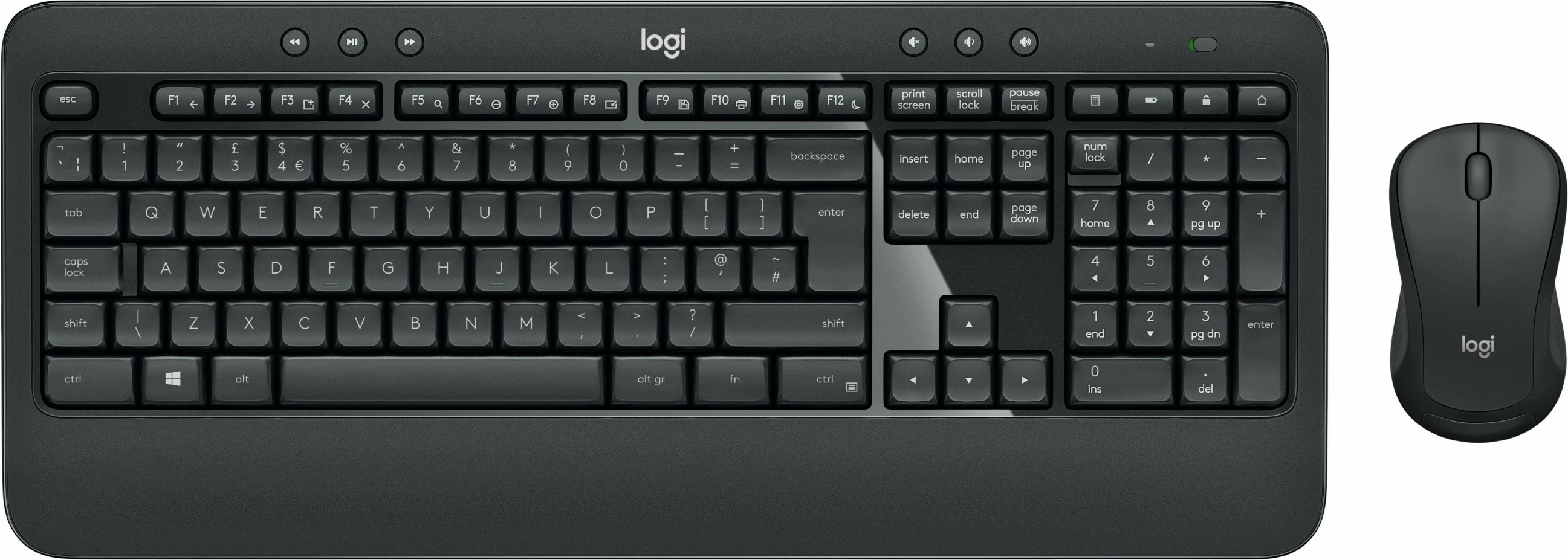 Komplet žične tipkovnice in miške Logitech MK540 ADVANCED, Wireless, USB, membrana, QWERTZ, črno-bela, miška vključena
