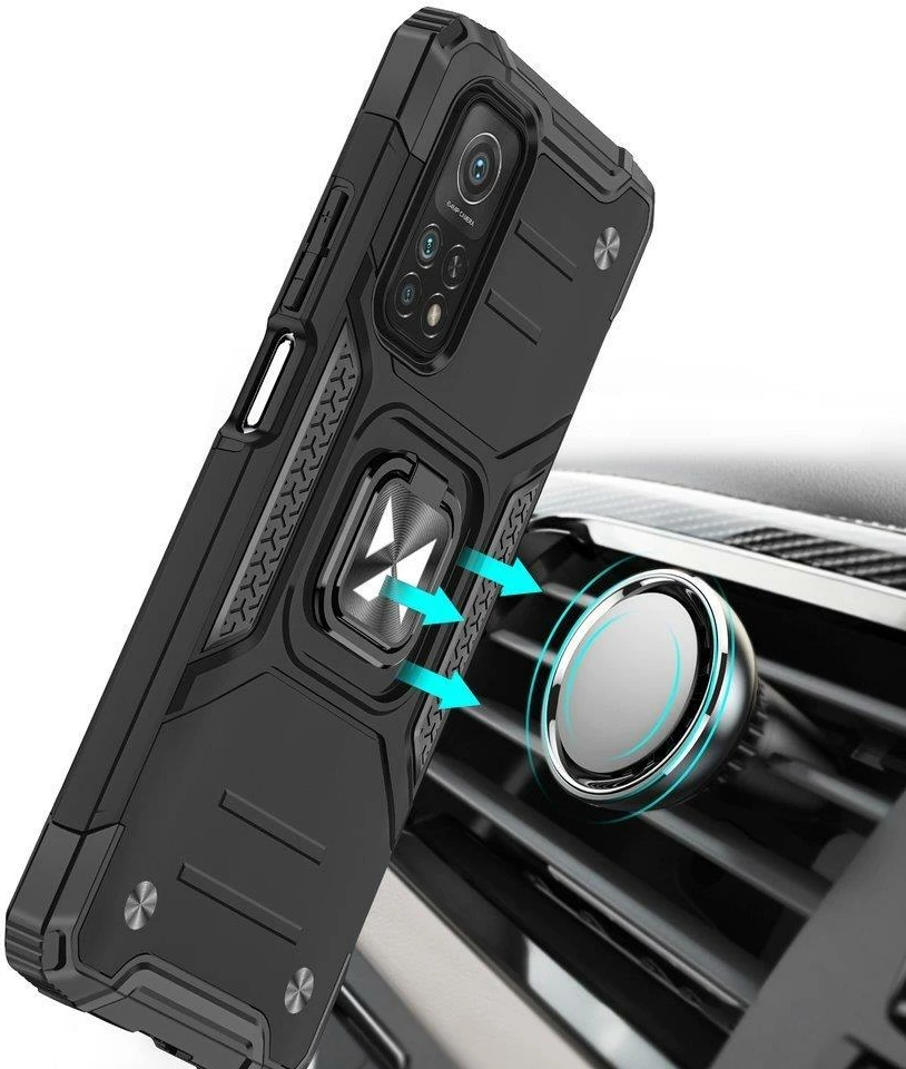 Zaščitni etui Ring Armor Tough Hybrid za Xiaomi Poco M4 Pro 5G / Redmi Note 11 5G / Redmi Note 11T 5G / Redmi Note 11S 5G, črn