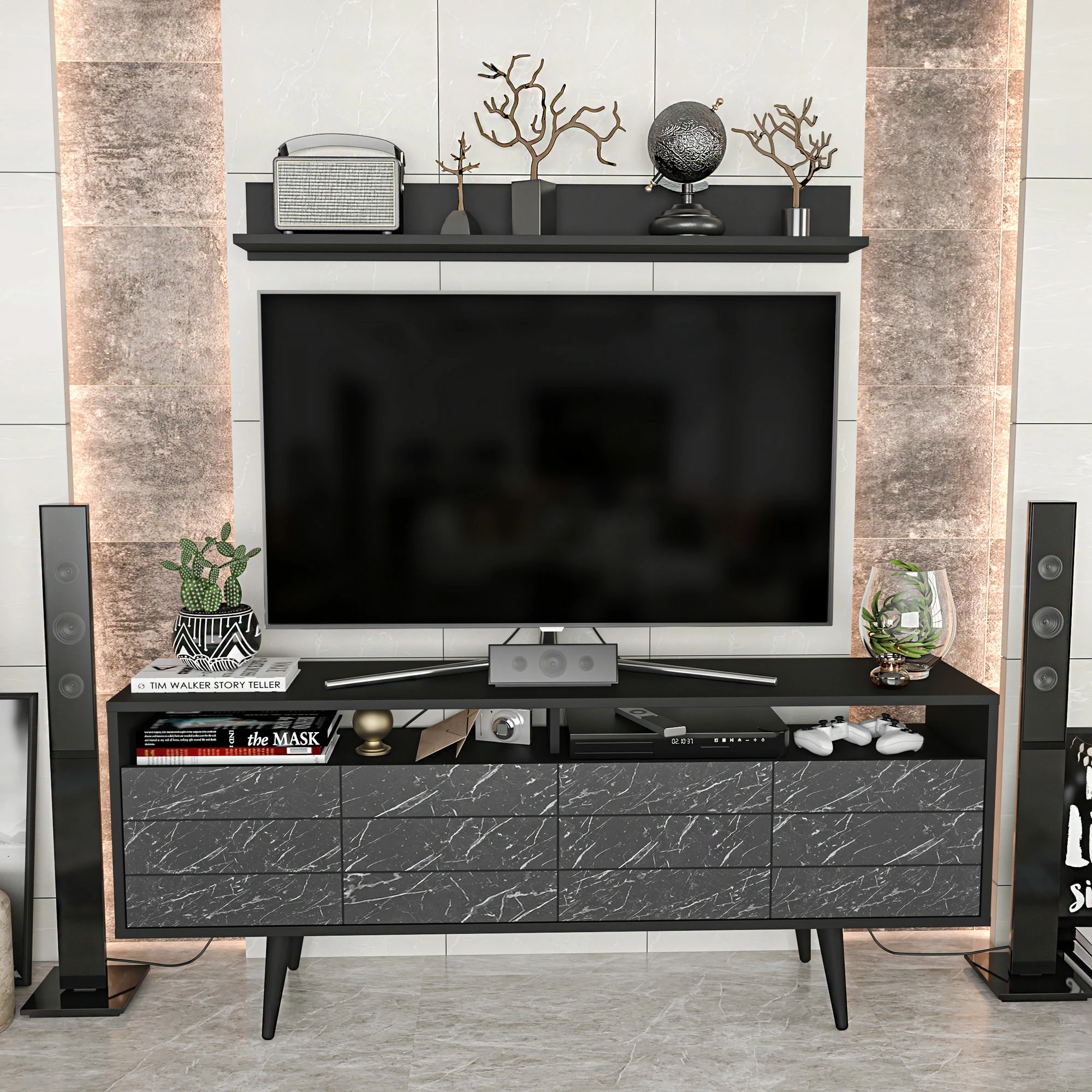Komoda za TV Skye Decor, Ola, črna