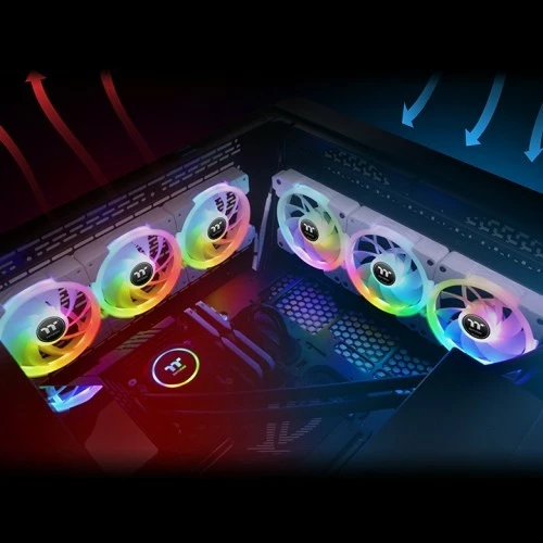 Ventilator za ohišje Thermaltake SWAFAN EX12 RGB 120 mm, 3 kosa, bel