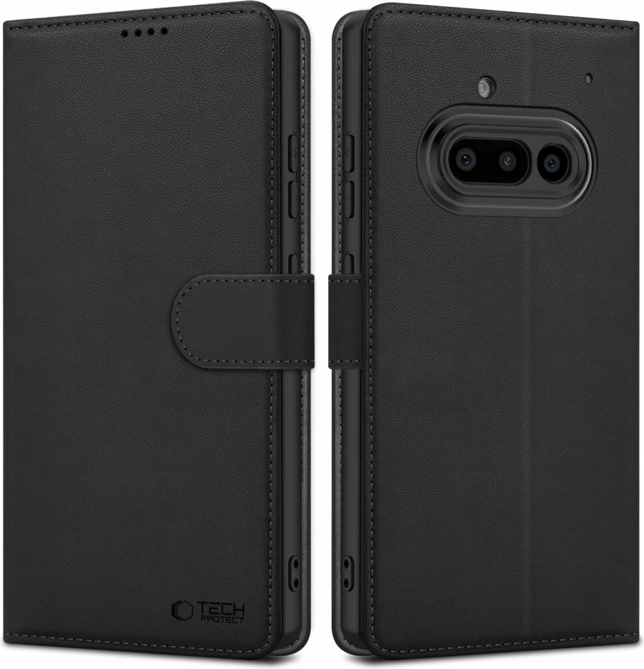 Ovitek za telefon z denarnico Tech-Protect Wallet za Nothing Phone 3A, mat črn