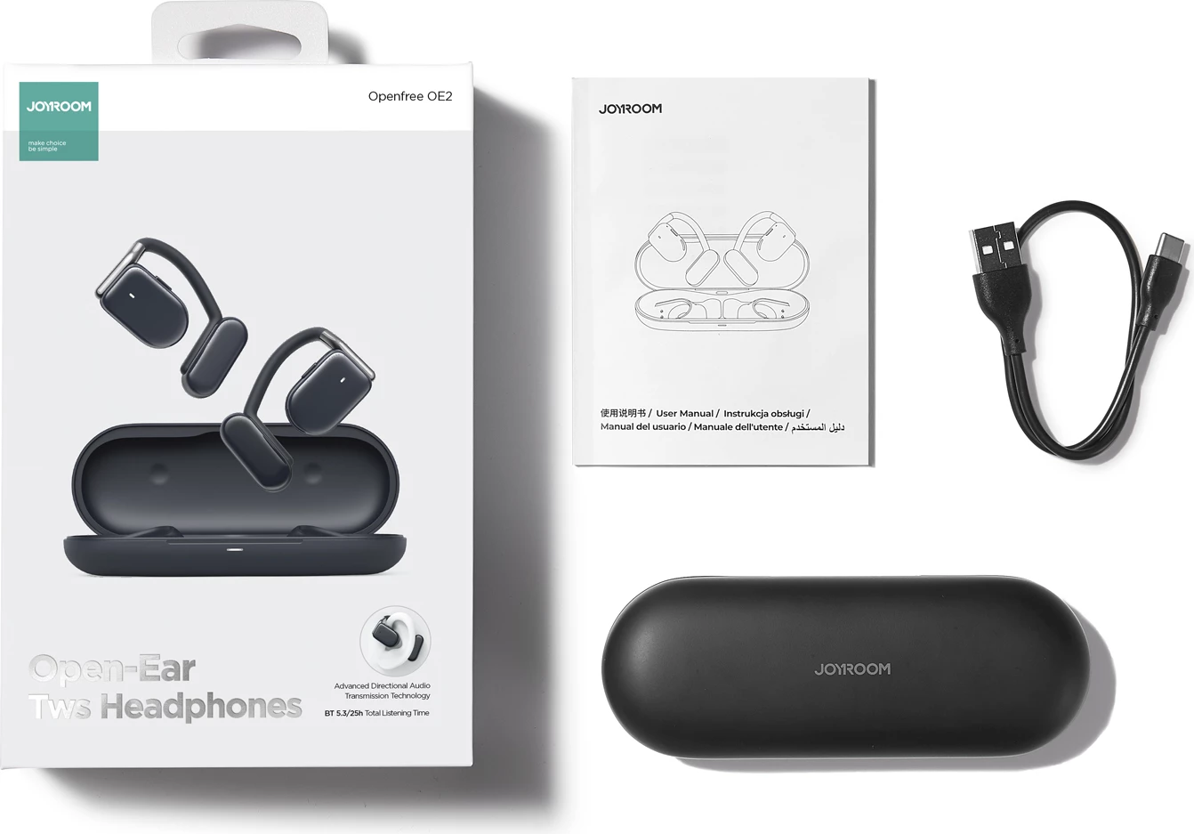 Brezžične slušalke z držalom za uho, Joyroom Openfree JR-OE2 TWS, Bluetooth 5.3, temno modre