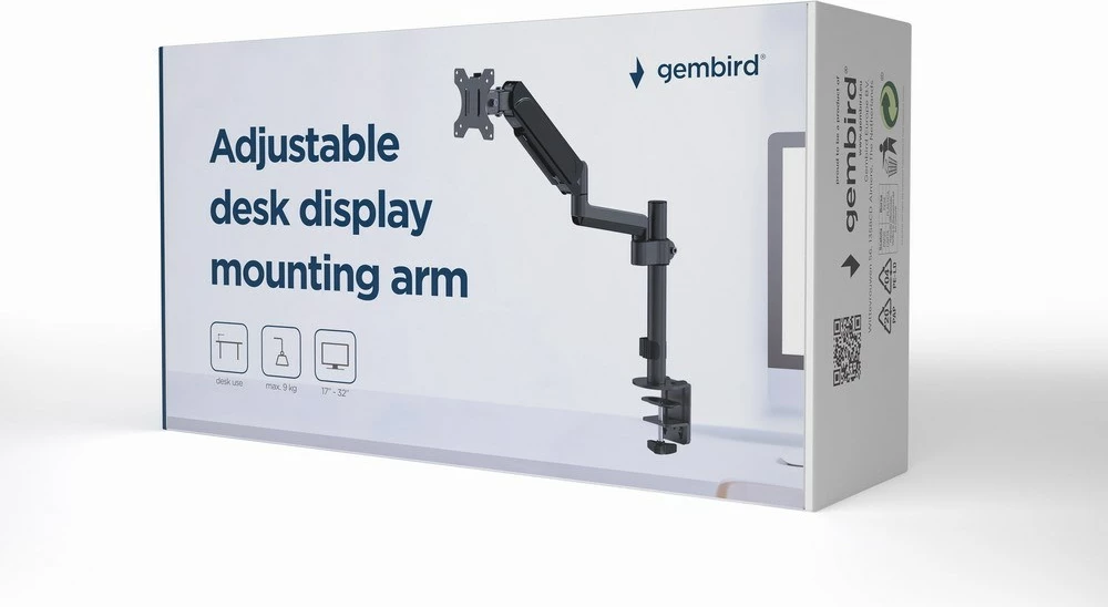 Nastavljiv nosilec za zaslon, 17"–32", 9 kg, črn Gembird MA-MA-DA1P-01