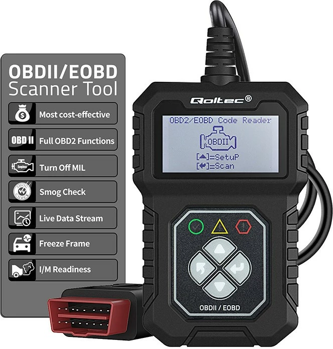 Diagnostični tester OBDII/EOBD, 8V-25V, črn Qoltec ProLine 50684