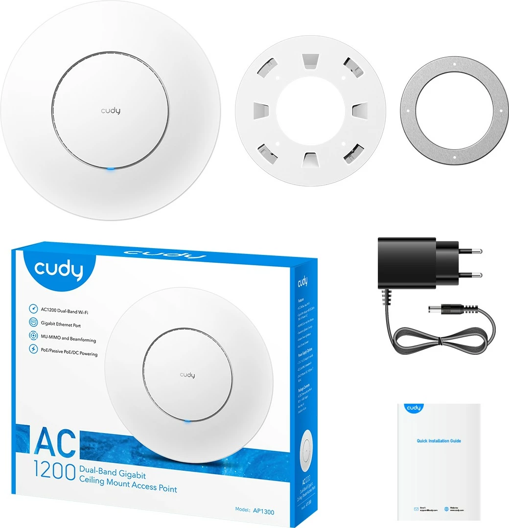 Brezžična dostopna točka Cudy AC1300, 2,4 GHz, 5 GHz, bela