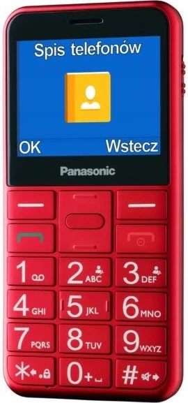 Preprost mobilni telefon za starejše Panasonic KX-TU155, rdeč