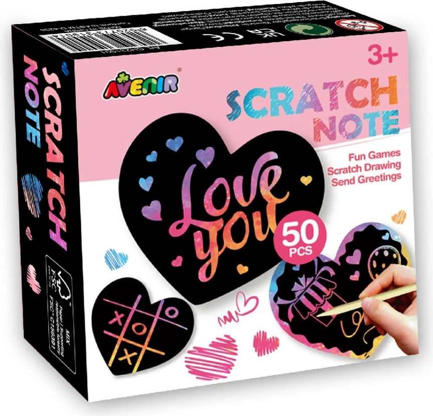 Komplet listov scratch art, 50 listov, v obliki srca MG DYSTRYBUCJA CH231901