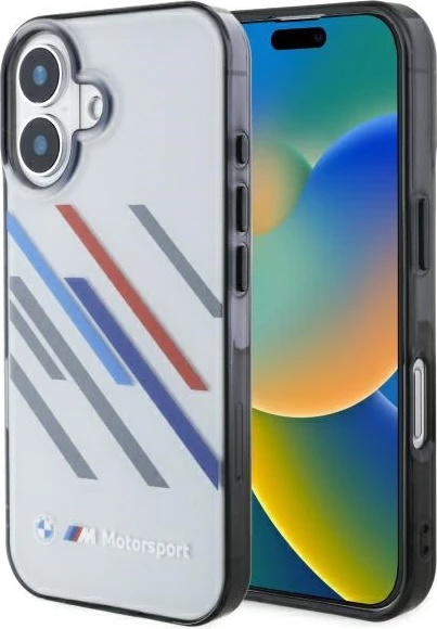 Ovitek za telefon IML Random Stripes BMW Motorsport za iPhone 16, siv