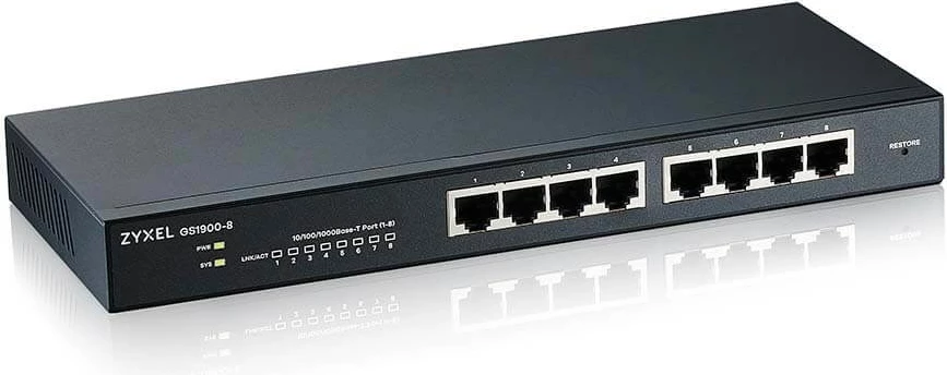 Upravljano stikalo Layer 2 Zyxel GS1900-8, črno