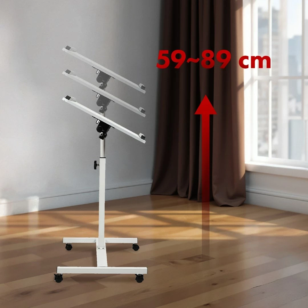 Mobilna miza za prenosnik, Maclean MC-121 W, nastavljiva višina 59–89 cm, bela