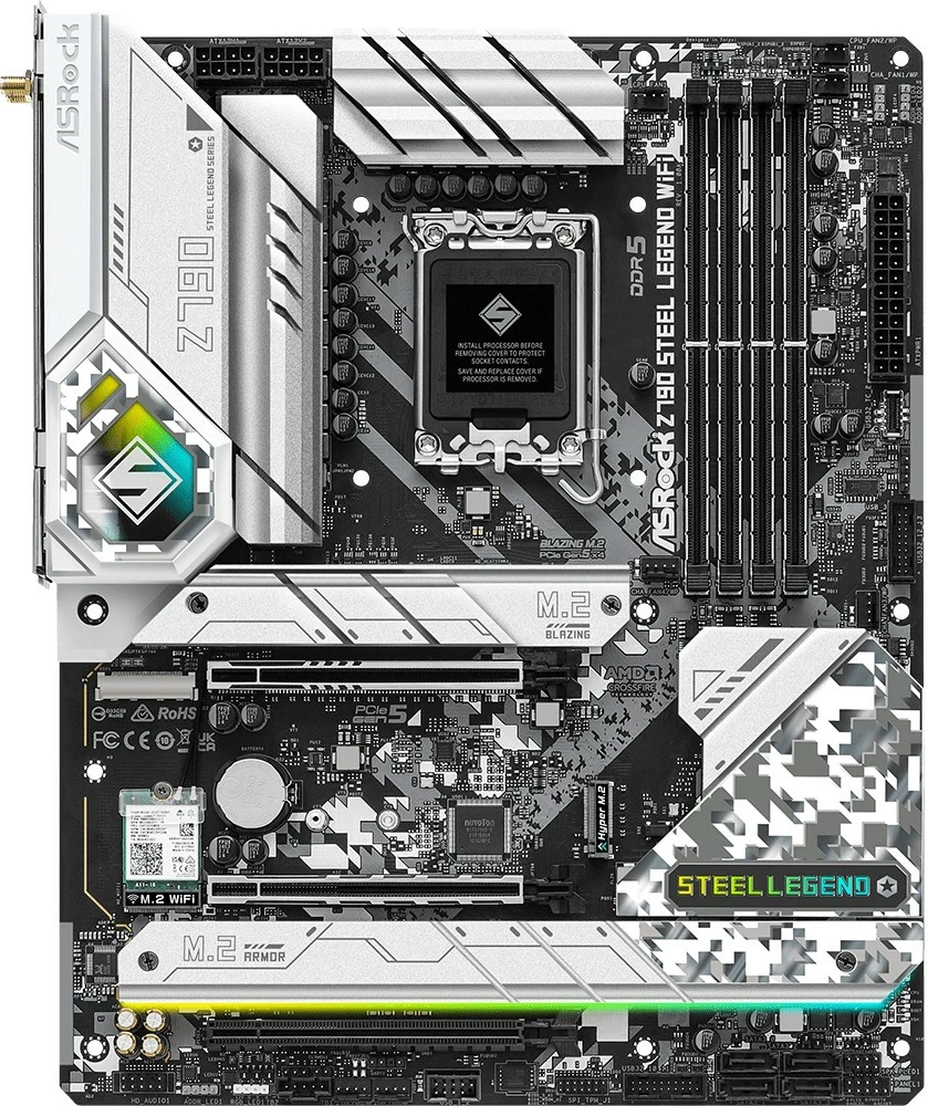 Pllakë amë ASRock Z790 Steel Legend WiFi, Intel, LGA 1700, DDR5-SDRAM, 128 GB, DIMM