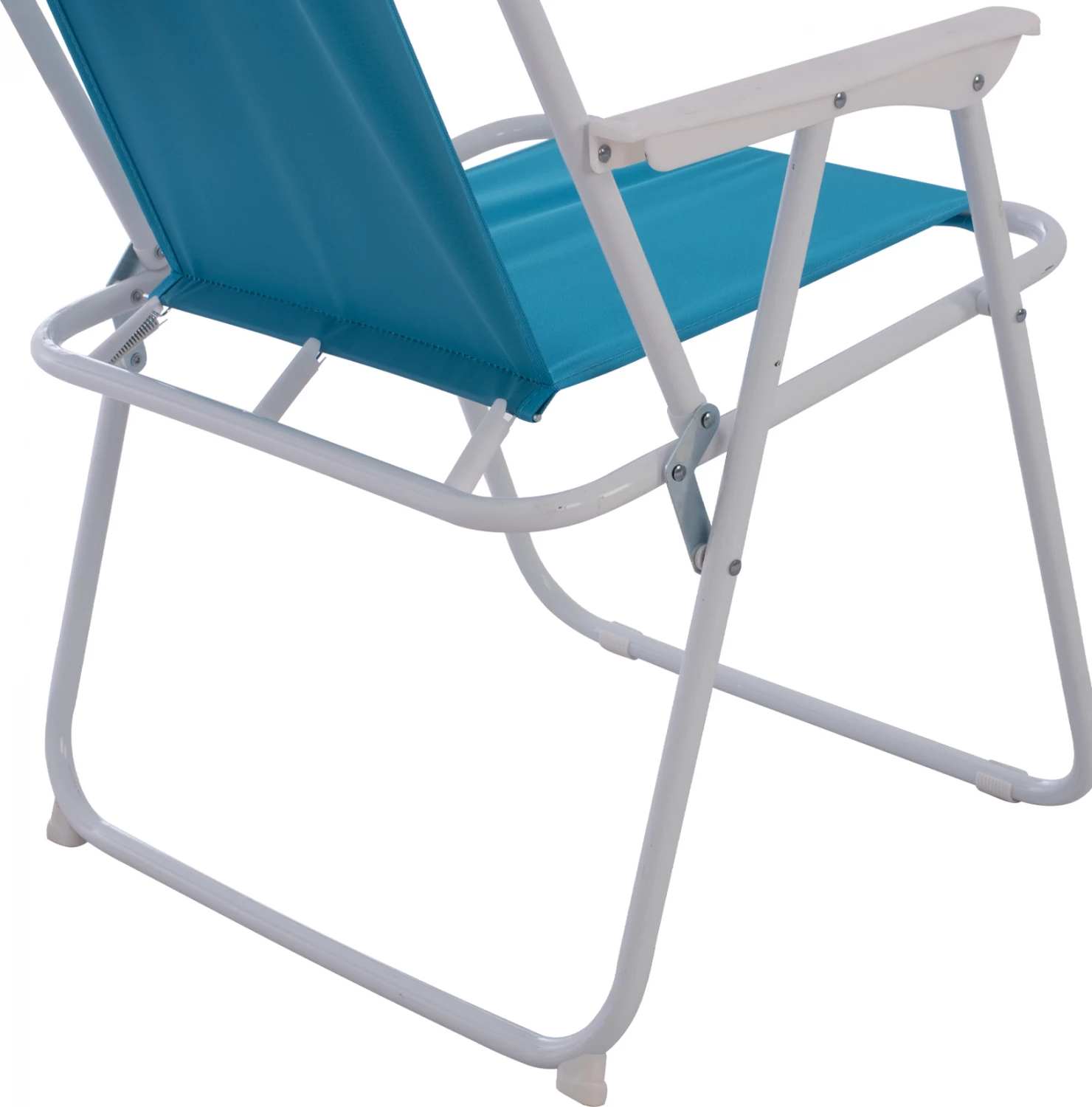 Plažni stol z visokim naslonom Zložljiv svetlo moder FH5148 Kovinski