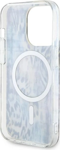 Zaščitni ovitek z leopardskim vzorcem MagSafe za iPhone 14 Pro 6,1", Guess, modra