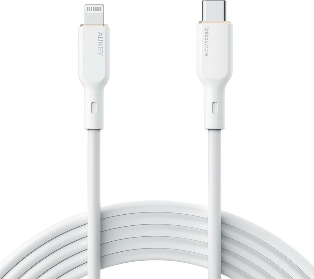 Kabel USB-C na Lightning, 1,8 m, silikon, bel — AUKEY CB-SCL2