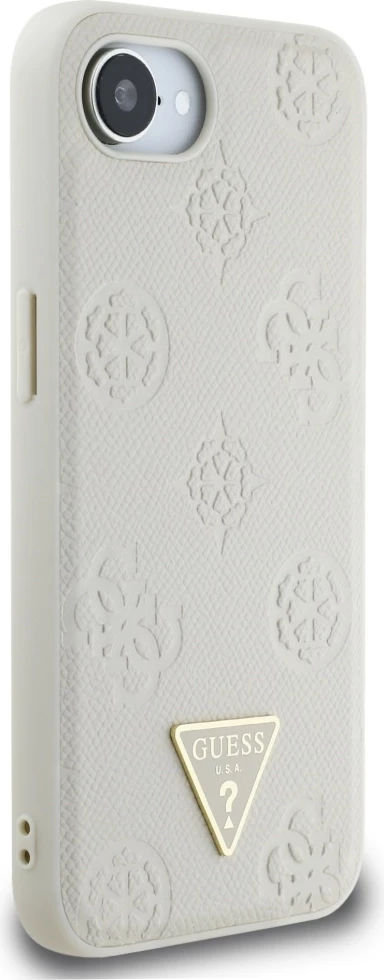 Ovitek z reliefnim tiskom Peony in trikotnim logotipom, Guess, MagSafe, za iPhone 16e, bež