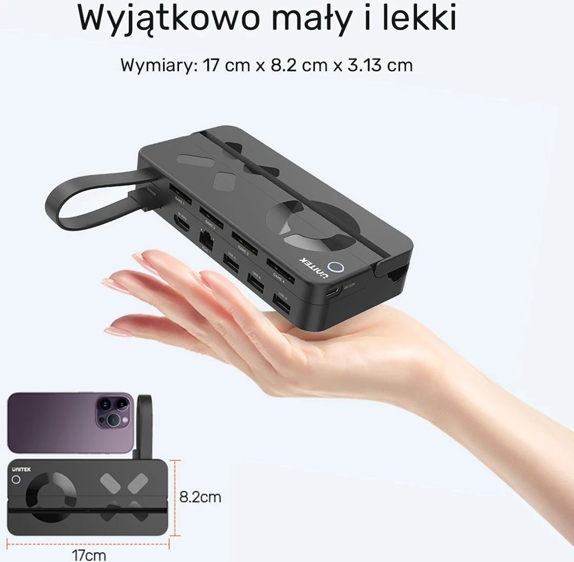 Stojalo za Nintendo Switch Unitek, 100W 4K, črno