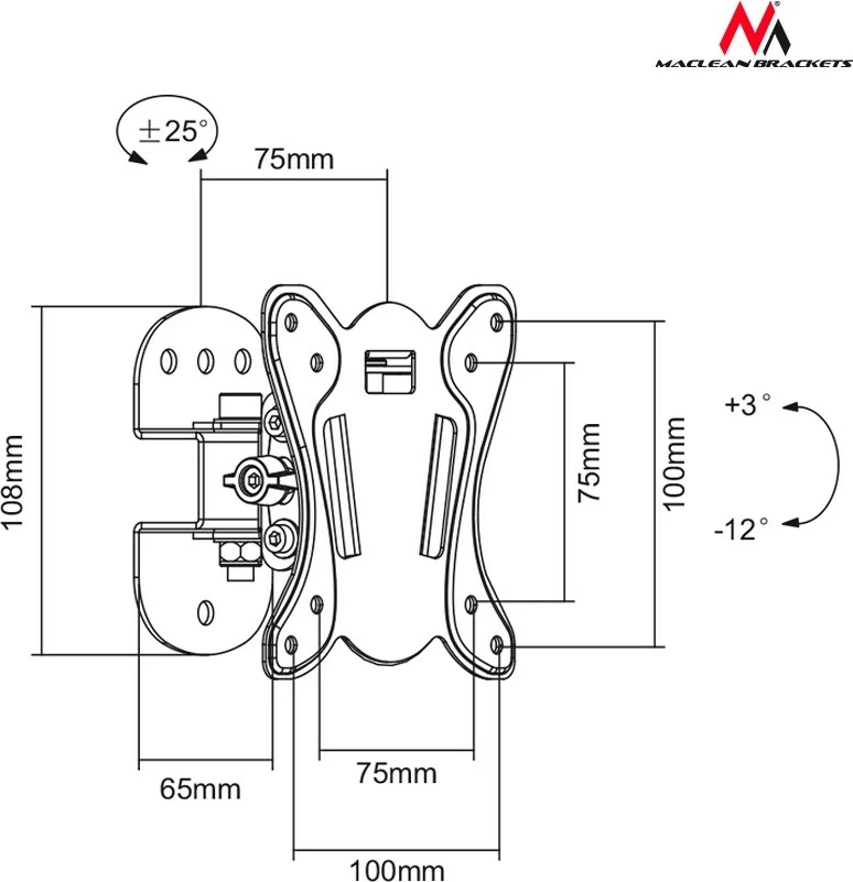 Nastavek za televizor Maclean MC-670, črn