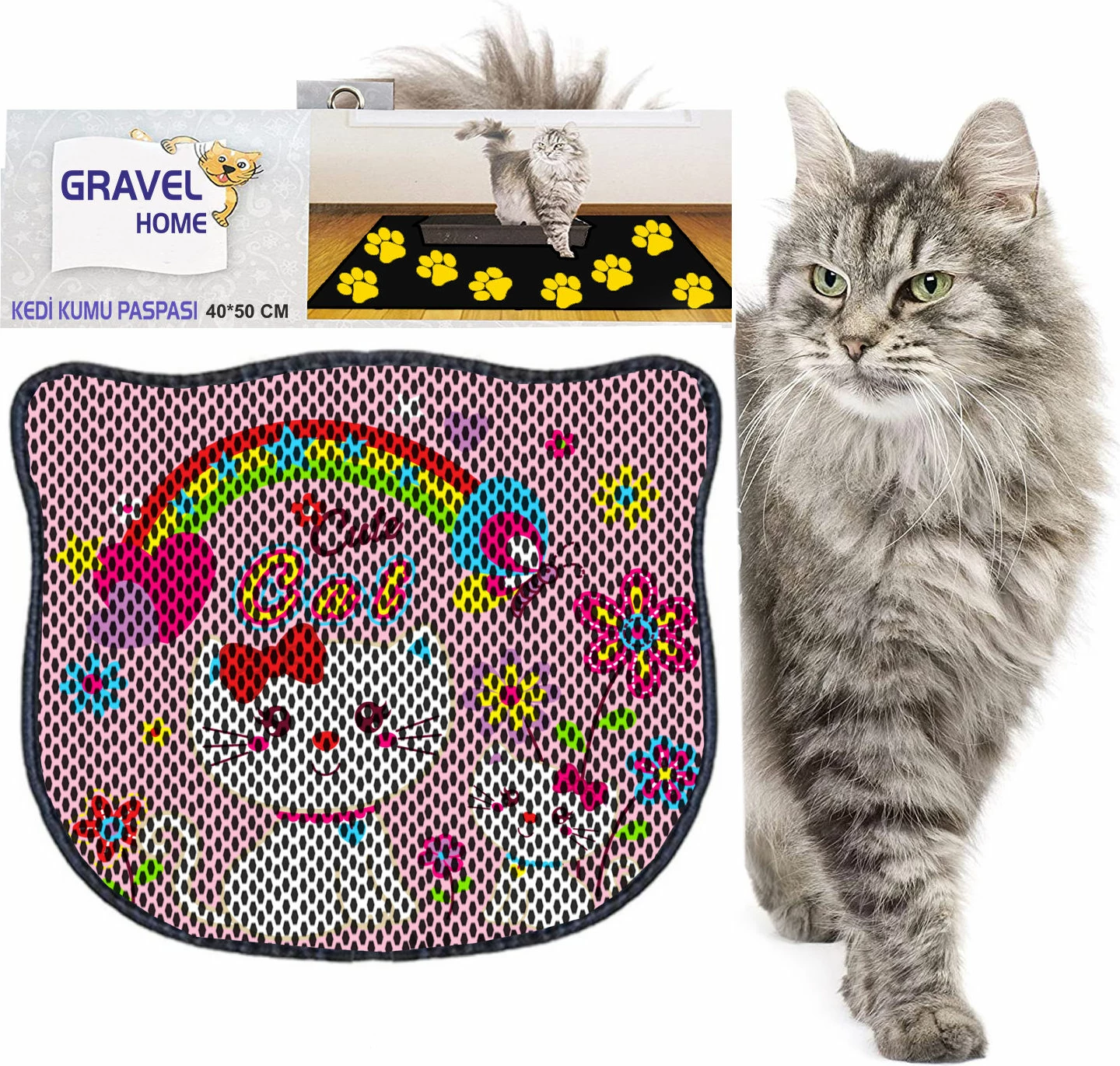 Preproga za mačji pesek, večbarvna, Paws & Whiskers Kdkafa0047, 40 x 50 cm