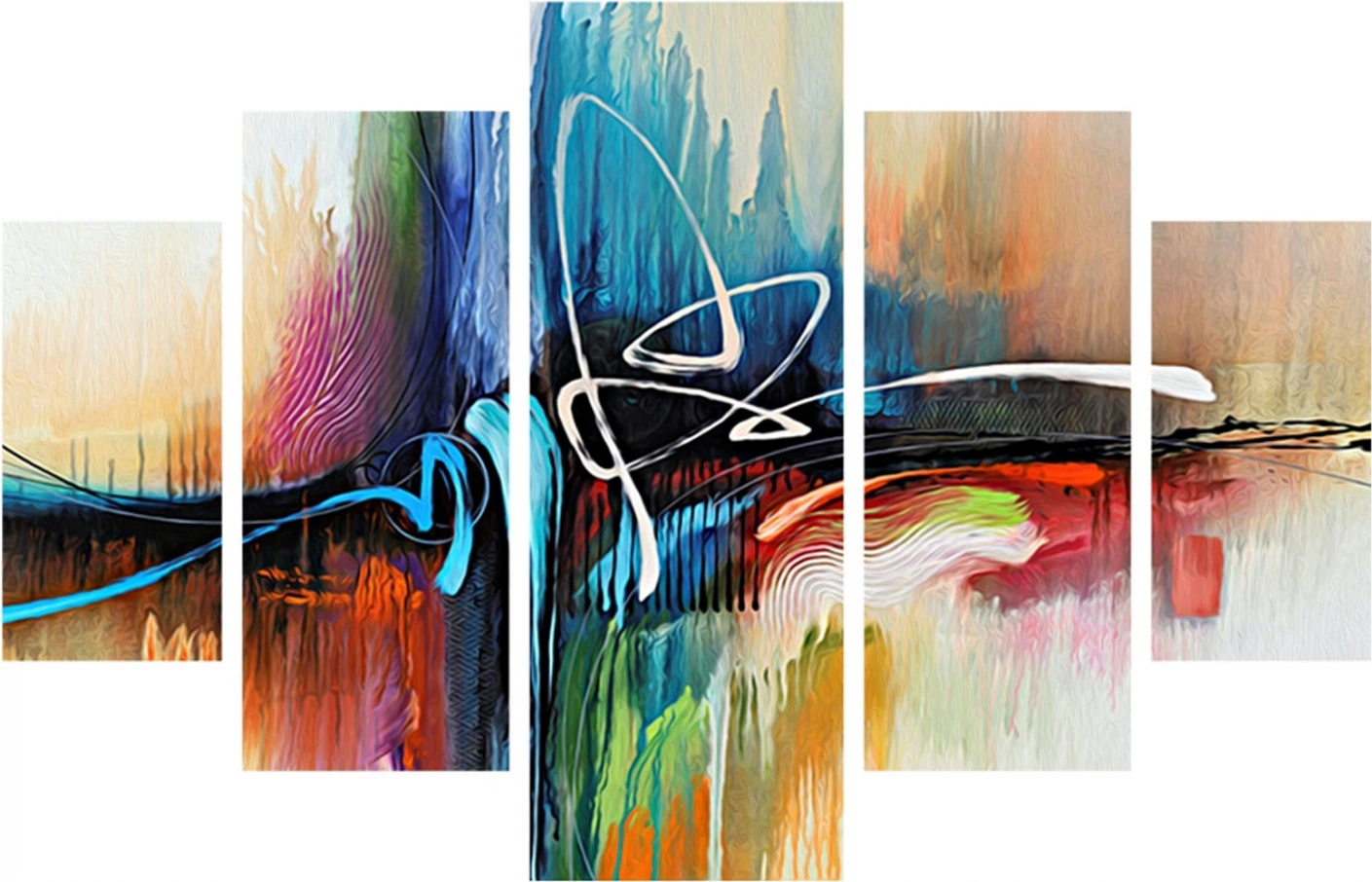 5 dekorativnih slik iz MDF z abstraktnimi barvami 82×56×3 FH7202.02