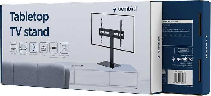 Namizni TV nosilec Gembird TVS-D75S-01, 37–75", črn