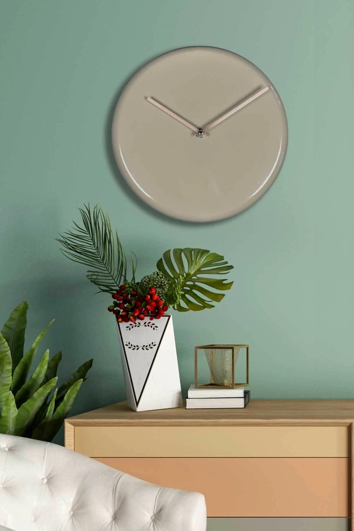 Dekorativna stenska ura iz aluminija, 30 cm, kapučino, Wallity