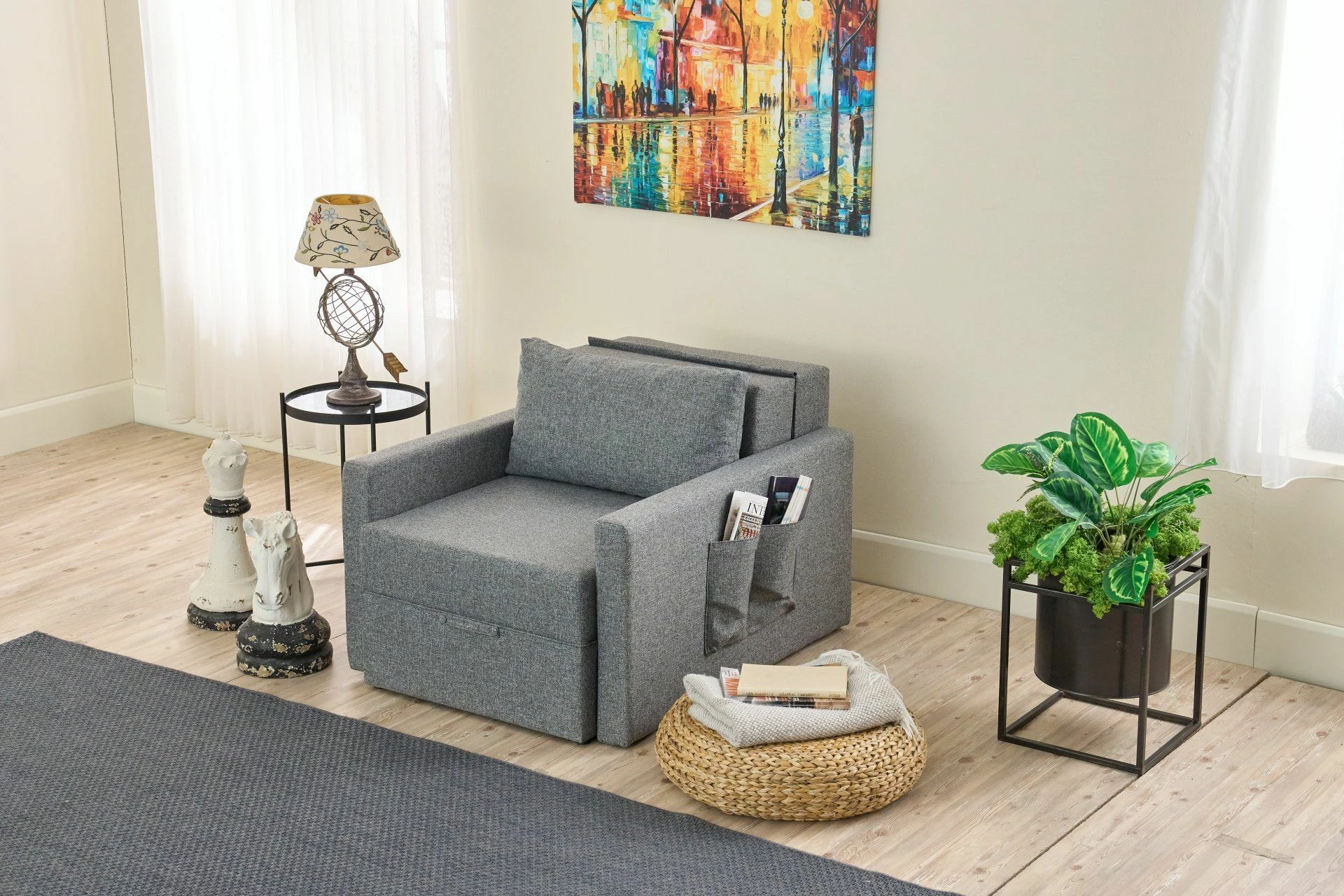 Enosedalna kavč-postelja, Atelier del Sofa Saros, siva