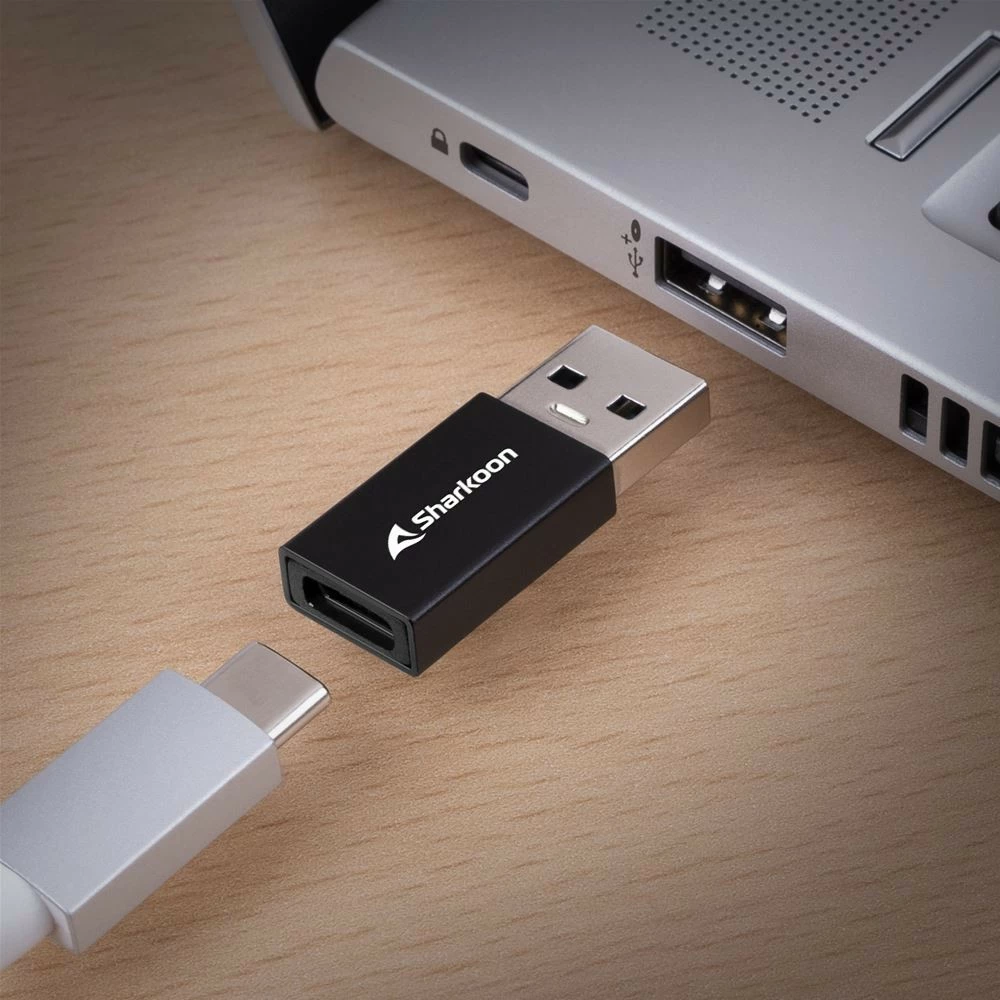 Adapter USB za pretvorbo USB-A v USB-C in USB-C v USB-A Sharkoon OfficePal, 2 kosa, črn