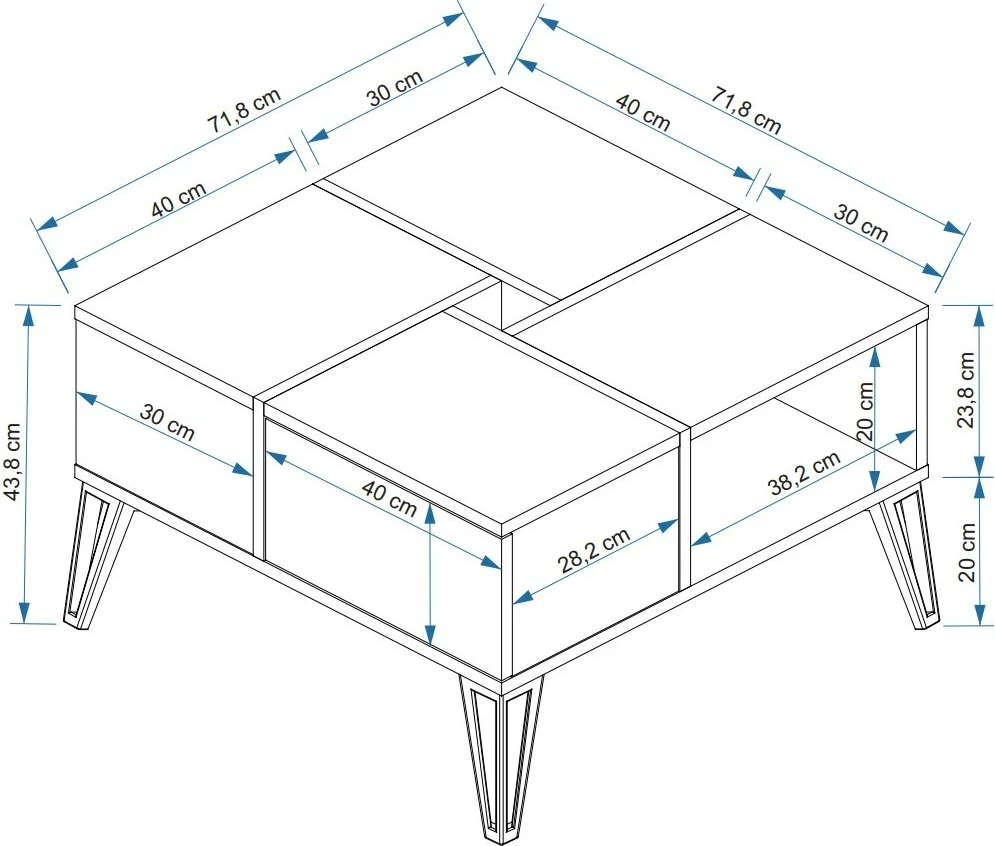 Kavna mizica z marmornim učinkom, črna, oreščna, bela, Hanah Home Nirvana