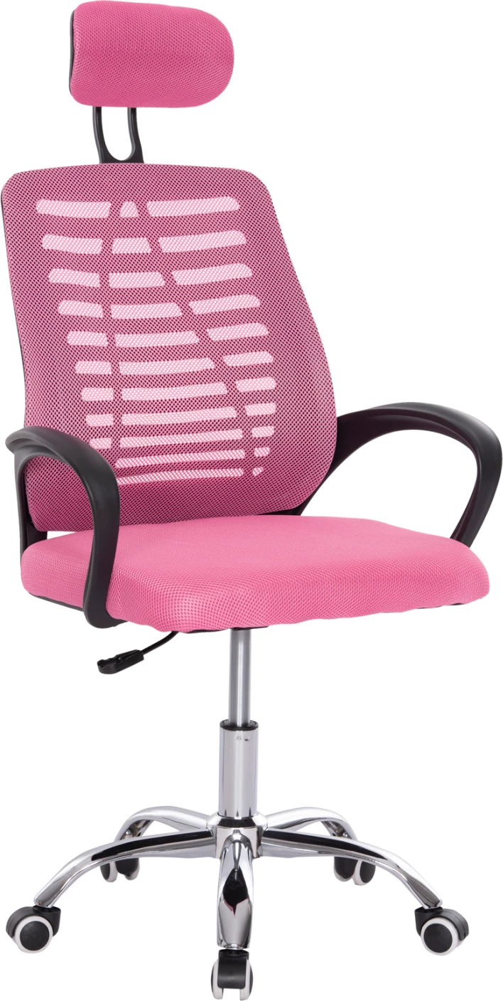 Pisarniški stol TRAIL2 FH1193.35 roza mrežasto blago-kromirana osnova 61x61x116Hcm