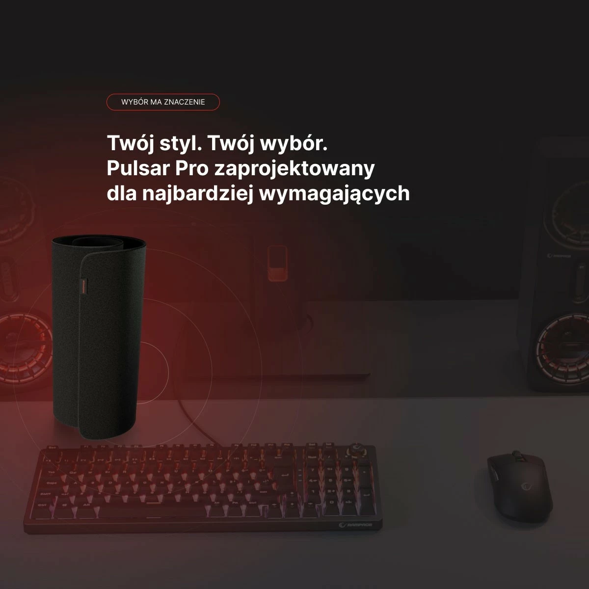 Podloga za miško Rampage Pulsar Pro M 35x29 cm jacquard, črna