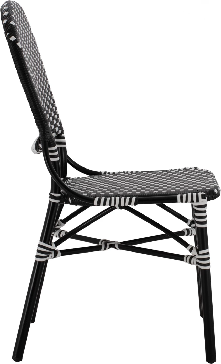 Aluminijasti stol bambus videza s pletenjem črno belo FH5792.02 46x60x96 cm