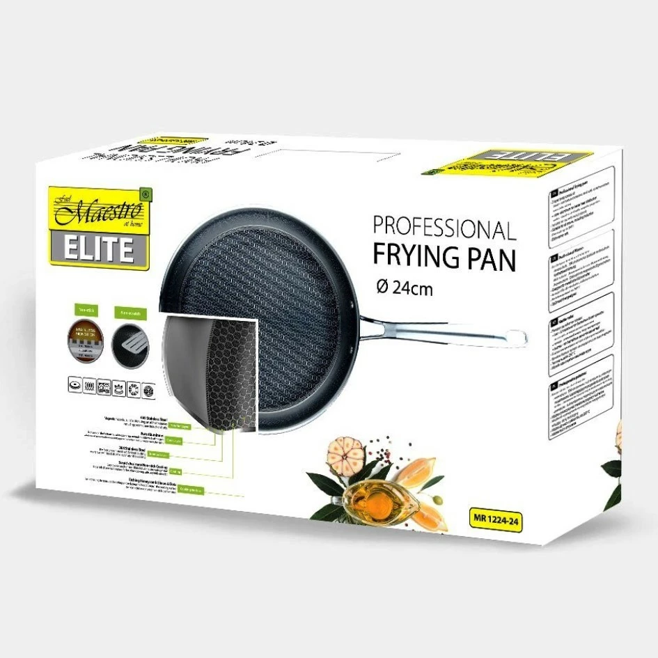 Profesionalna ponva 24 cm, Feel-Maestro MR-1224-24, inox, nelepljiva, srebrna