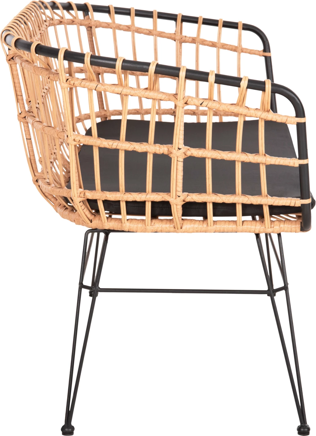 Zunanja kavč (klop) 2-sedežna Allegra FH5692.11 P.E. ratan v bež-črnem kovinskem okvirju 125x60x77H cm