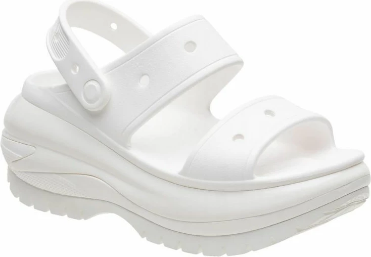 Papuče Crocs CLASSIC MEGA CRUSH 207989-100, bele, ženske