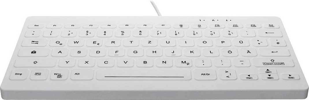 Kompaktna ultra tanka tipkovnica CHERRY AKTIVE KEY Hygiene Mini Ultraflat, slog prenosnika, bela