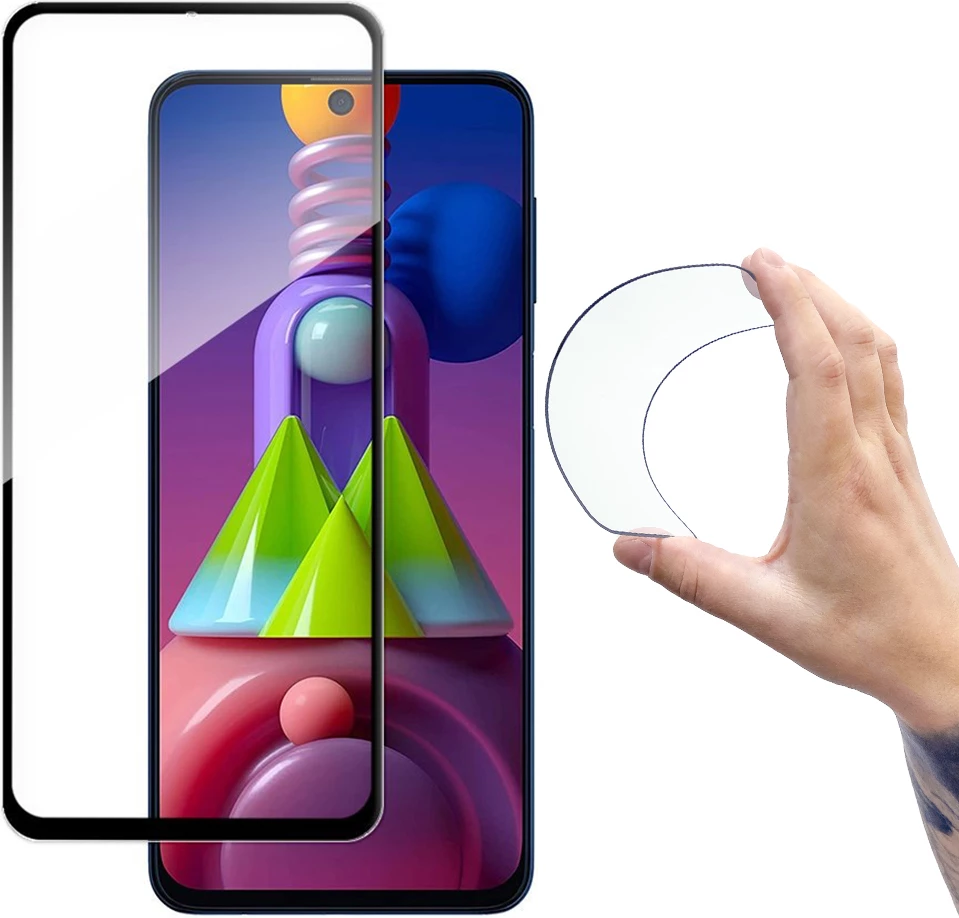 Zaščitno steklo Full Cover Flexi Nano Glass s črnim okvirjem za Samsung Galaxy M51, Wozinsky