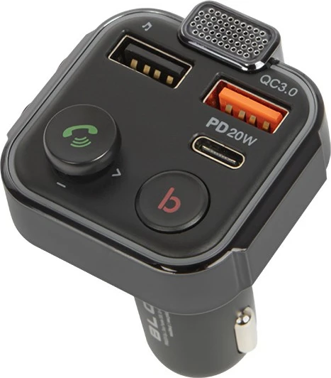 Multifunkcijski FM oddajnik z Bluetooth, BLOW 74-166#, QC3.0, PD 20W, črno/moder