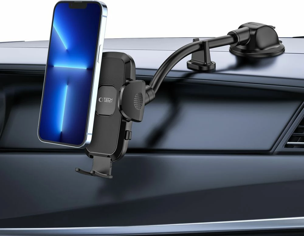 Držalo za telefon za avto Tech-Protect V3, dolg ročaj, za šipo/panel, črno