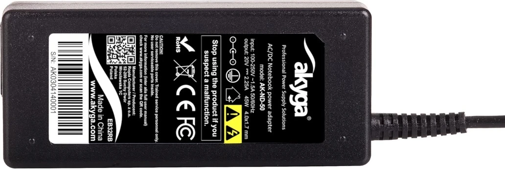 Polnilec Akya AK-ND-50, 45 W, črn