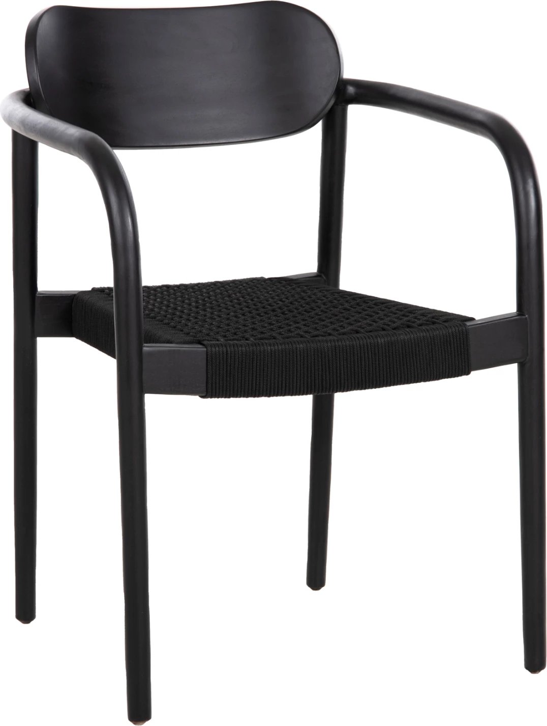 Fotelj OSLO FH9636.12 iz tikovine in vrvi v črni barvi 55x54x80Hcm