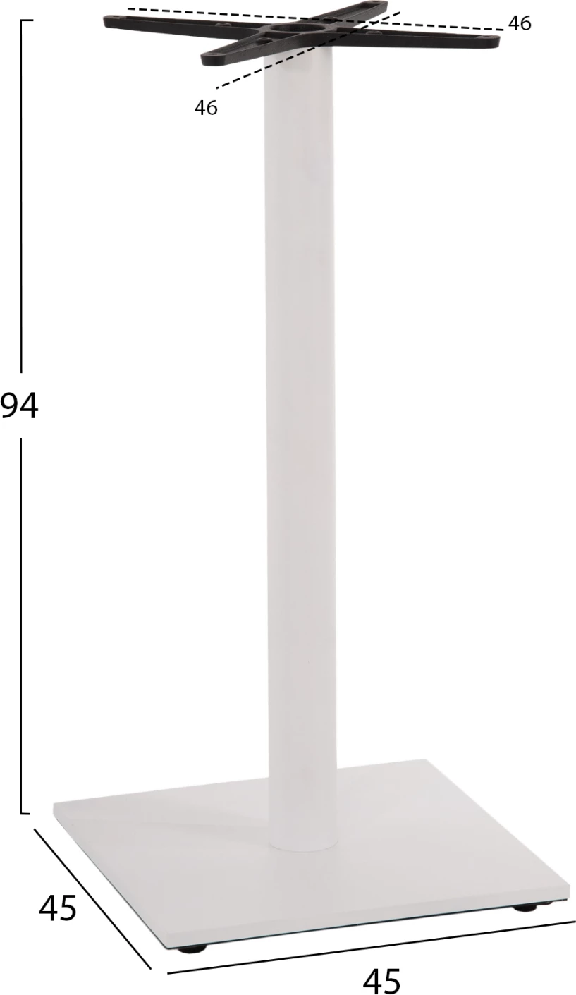 Osnova za barsko mizo FH474.02 srednje višine - mat bela kovina - nastavljivost višine - križ 46Χ46cm 45Χ45Χ94Hcm