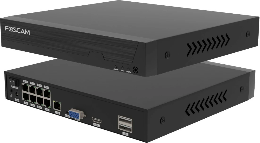 Komplet varnostnih kamer Foscam FNA108E-T4-2T, 4 kamere, snemalnik, 2TB, črn