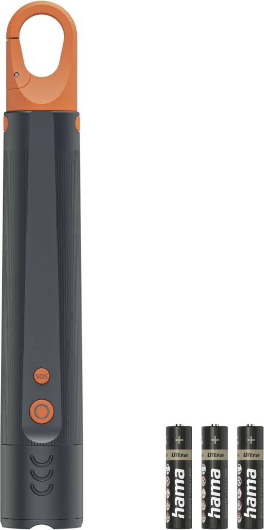 Ročna LED svetilka Hama FLX600, 600 lm, domet ~250 m, IP44, nastavljiv fokus, 4 načini, SOS, na baterije AAA, črna