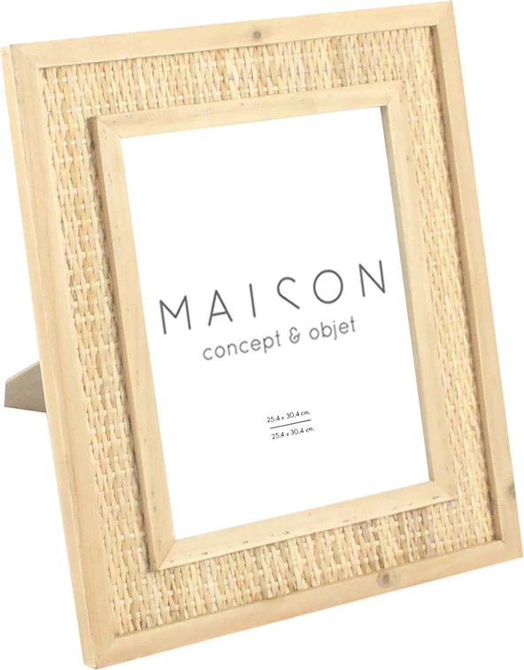 Korniza za slike, KAMIRA, velikost L, naravni ratan, steklo, 32x2x37 cm