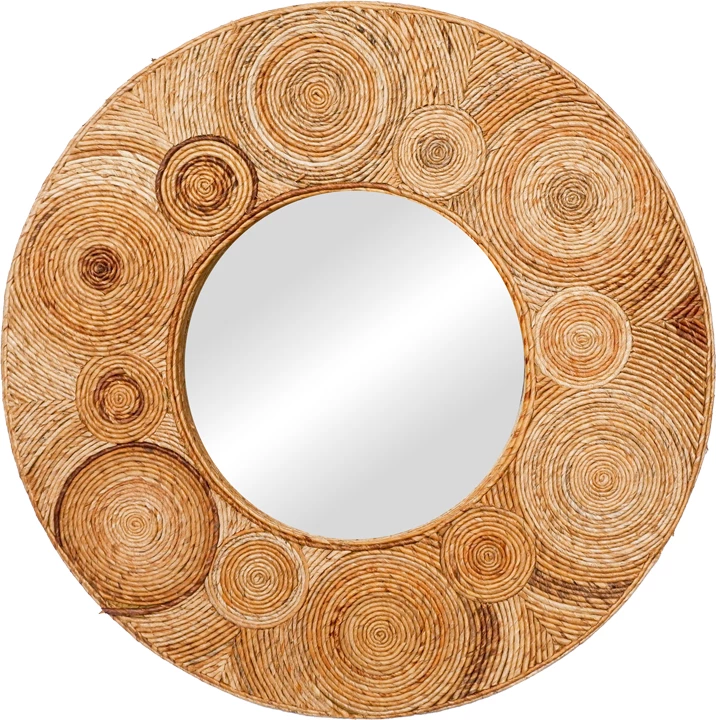 Ogledalo Klare, Inart, banana les, naravna barva, fi80 x 5 cm