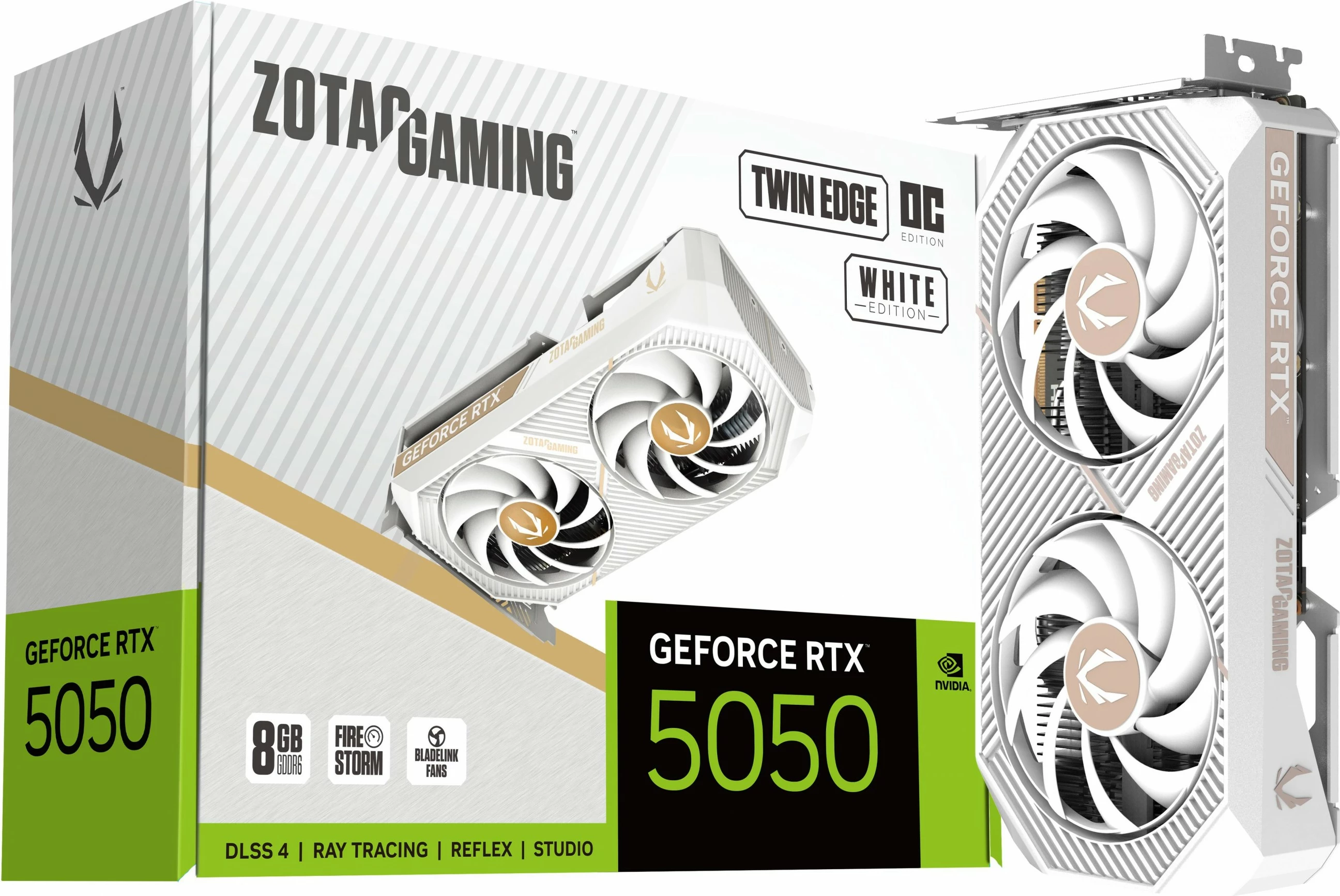 Grafična kartica Zotac RTX 5050 Twin Edge OC, 8 GB GDDR6, bela